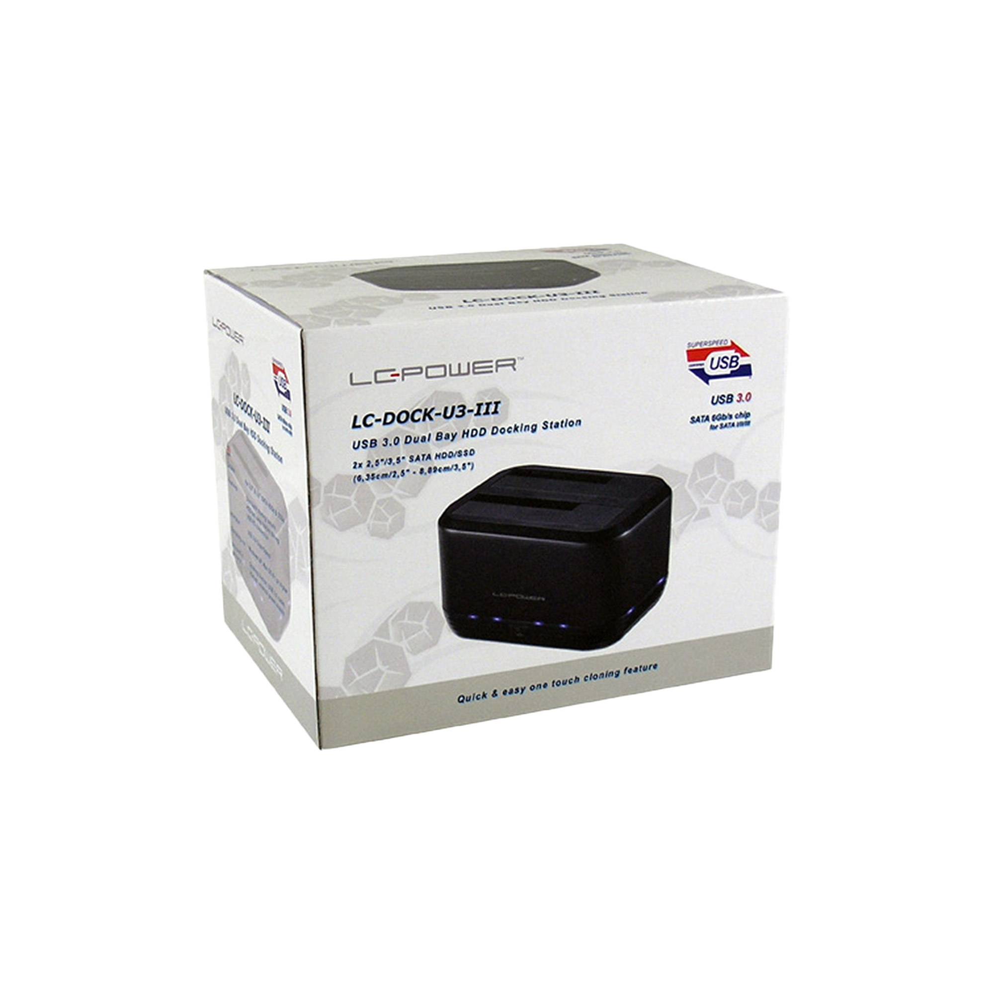 LC-POWER - LC Power LC-DOCK-U3-III - HDD-Dockingstation mit Ein/Aus-Schalter, Klon-Funktion Schächte: 2 - 2,5" / 3,5" ge-3