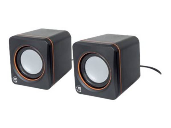 Manhattan 2600 Series Speaker System, Small Size, Big Sound, Two Speakers, Stereo, USB power, Output: 2x 3W, 3.5mm plug