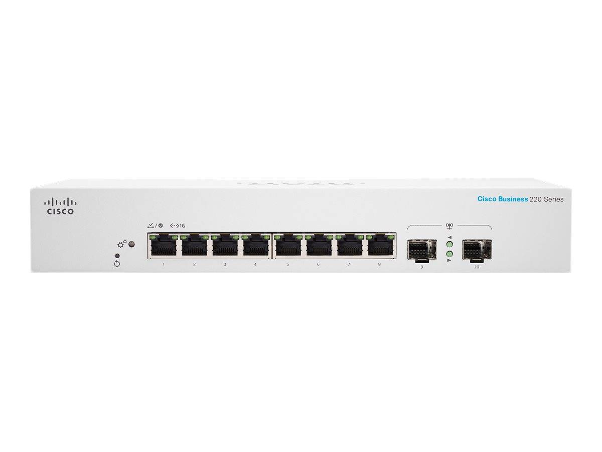Cisco Business 220 Series CBS220-8T-E-2G - Switch - Smart - 8 x 10/100/1000 + 2 x Gigabit SFP (Uplink)-1