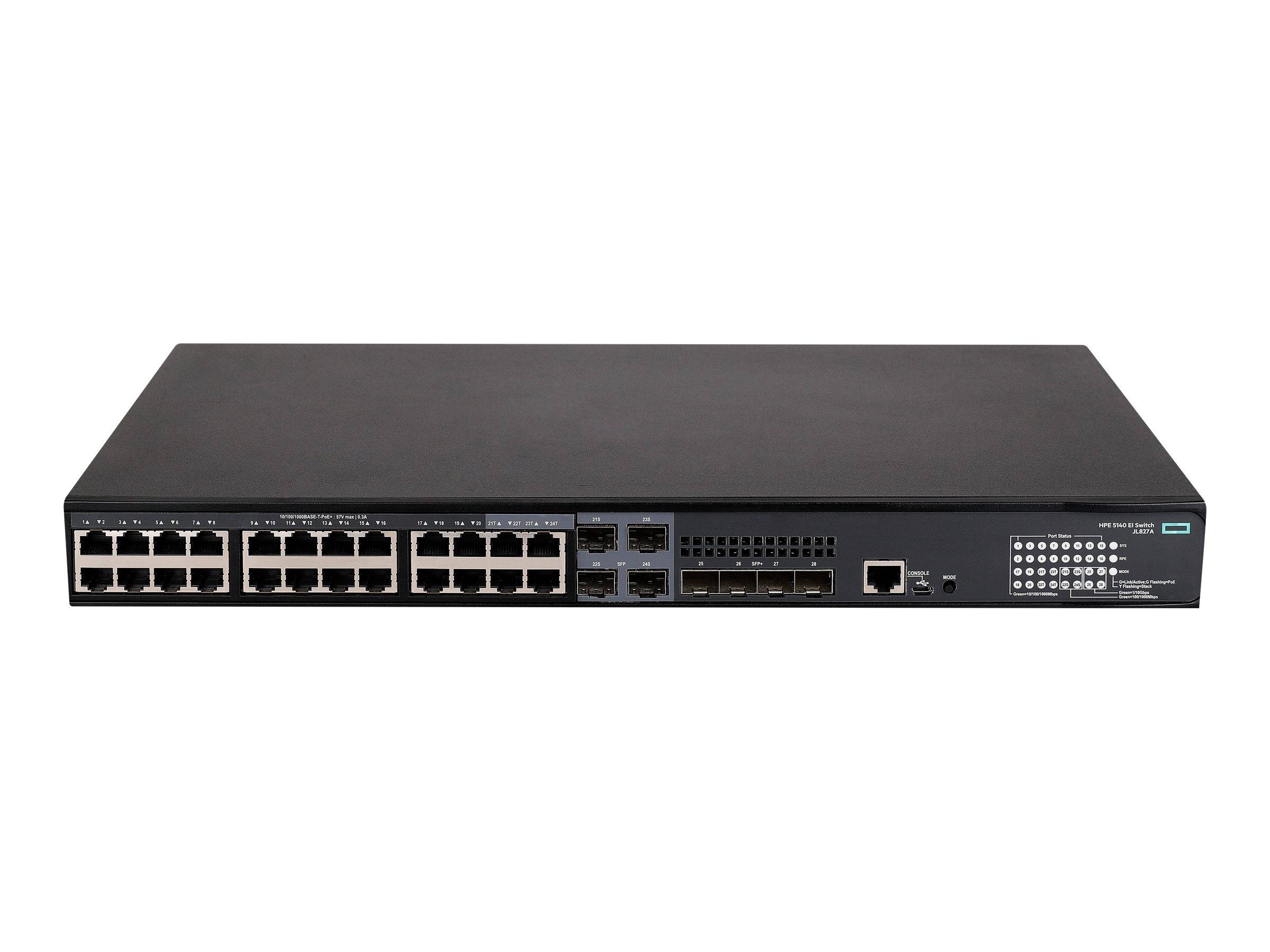 HPE FlexNetwork 5140 24G PoE+ 4SFP+ EI - Switch - L3 - Smart - 24 x 10/100/1000 (PoE+)-0