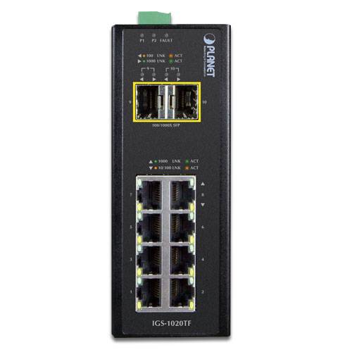 Planet Switch unmanaged 8 x 10/100/1000 + 2 x Gigabit SFP an DIN-Schiene montierbar AC 24 V / DC 12 48 V-4