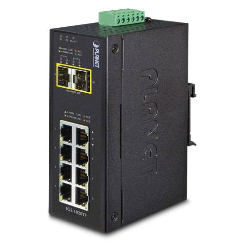 Planet Switch unmanaged 8 x 10/100/1000 + 2 x Gigabit SFP an DIN-Schiene montierbar AC 24 V / DC 12 48 V-5