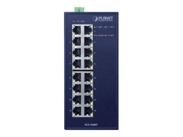 Planet Switch 16 x 10/100/1000 an DIN-Schiene montierbar wandmontierbar AC 24 V / DC 12 48 V