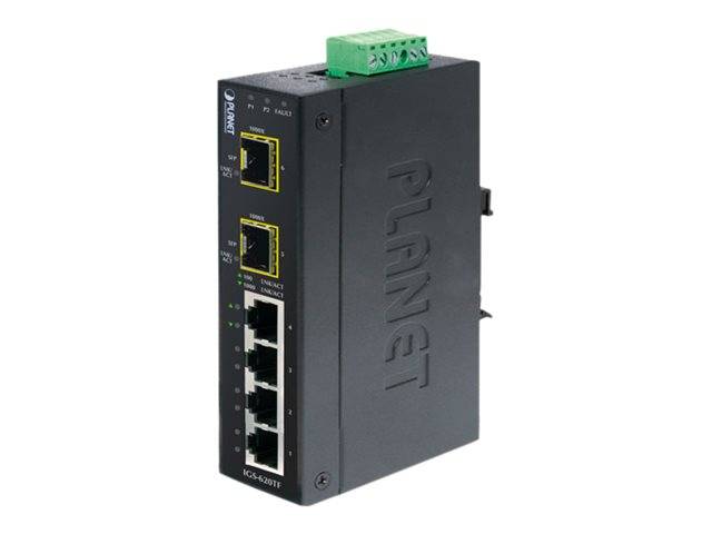 Planet Switch nicht verwaltet 4 x 10/100/1000 + 2 x Gigabit SFP an DIN-Schiene montierbar Gleichstrom-0