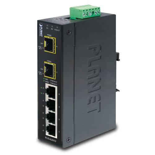 Planet Switch nicht verwaltet 4 x 10/100/1000 + 2 x Gigabit SFP an DIN-Schiene montierbar Gleichstrom-3