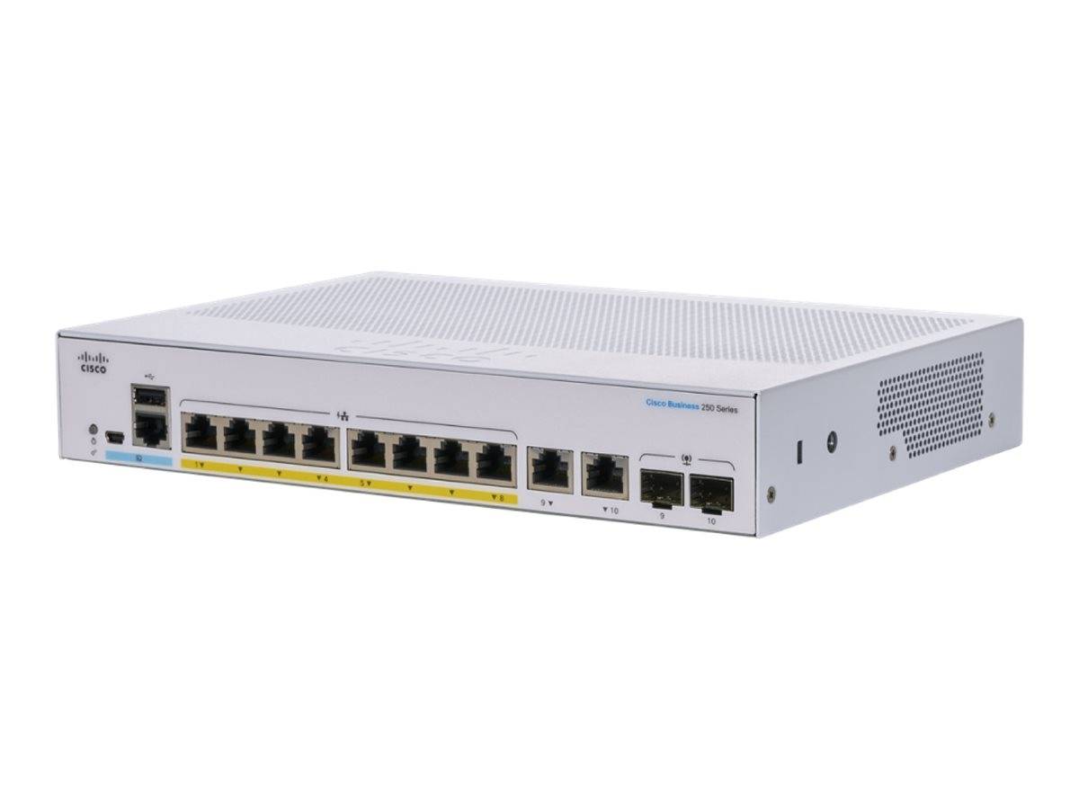 Cisco Business 250 Series CBS250-8FP-E-2G - Switch - L3 - Smart - 8 x 10/100/1000 (PoE+)-0