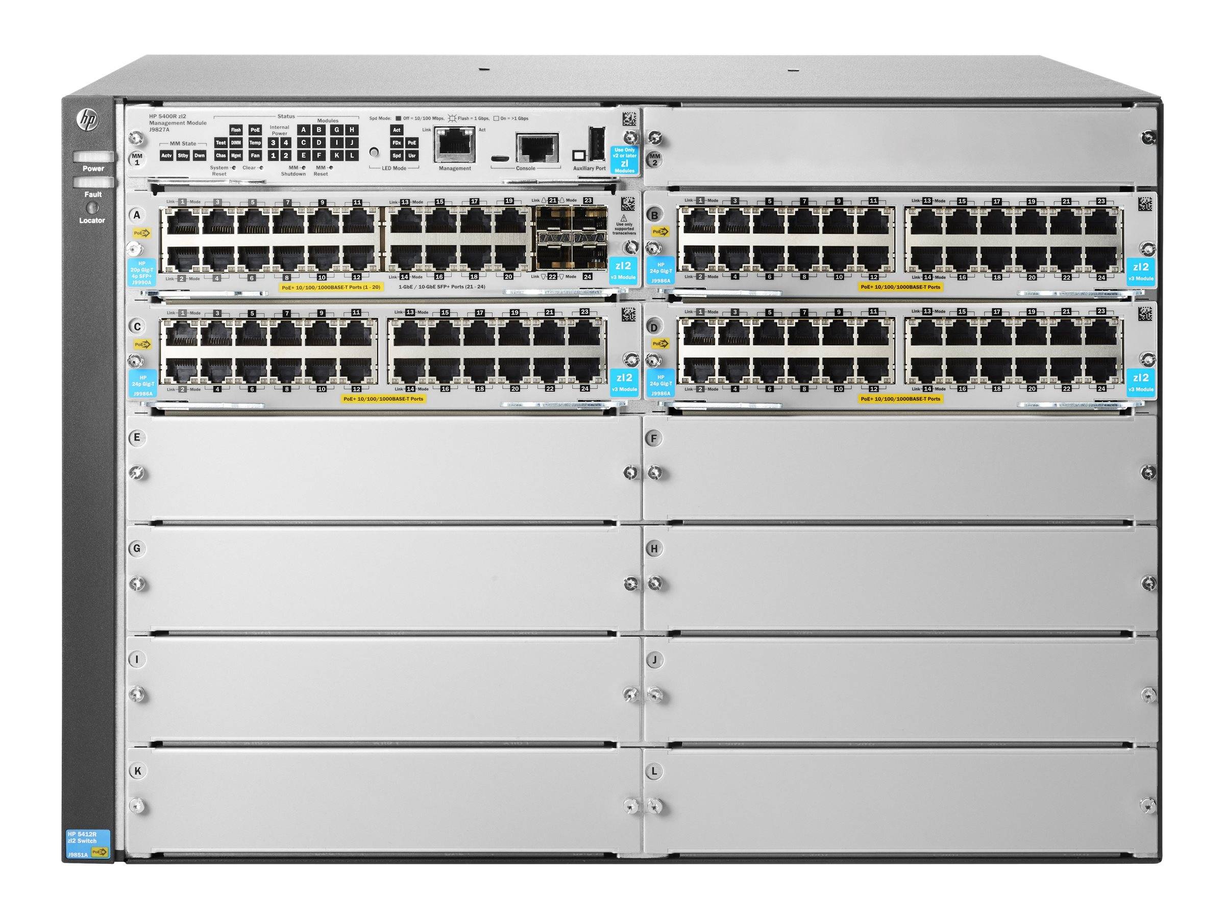 HPE Aruba 5412R 92GT PoE+ / 4SFP+ (No PSU) v3 zl2 - Switch - managed - 92 x 10/100/1000 (PoE+)-0