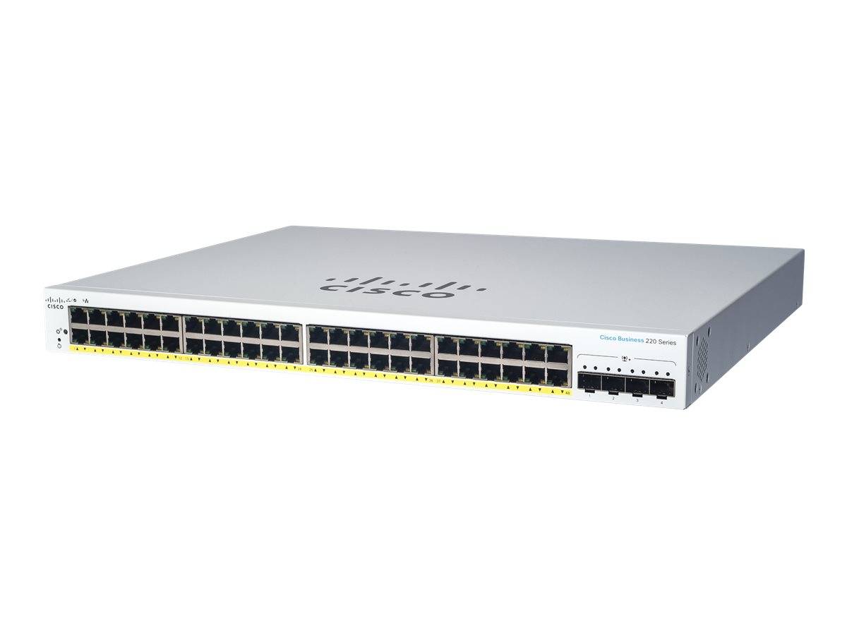 Cisco Business 220 Series CBS220-48T-4G - Switch - Smart - 48 x 10/100/1000 + 4 x Gigabit SFP (Uplink)-1