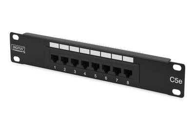 Digitus DN-91508U 8 Port Netzwerk-Patchpanel 254 mm (10") CAT 5e 1 HE Schwarz Bestückt-3