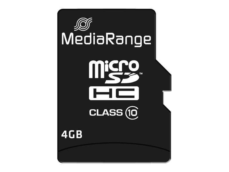 MEDIARANGE Flash-Speicherkarte (microSDHC/SD-Adapter inbegriffen) - 4 GB - Class-1