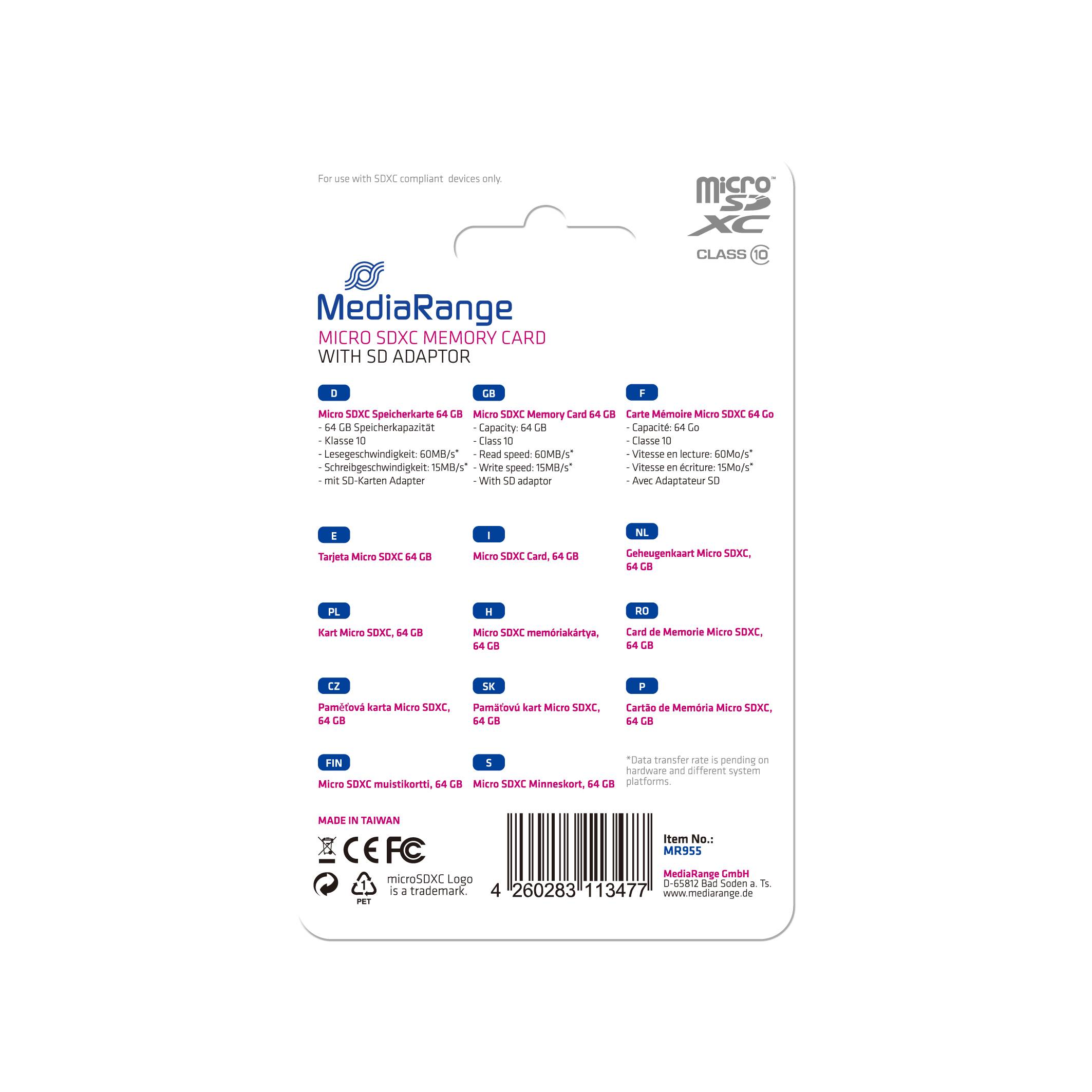 MediaRange - Flash-Speicherkarte (microSDXC-an-SD-Adapter inbegriffen)-6