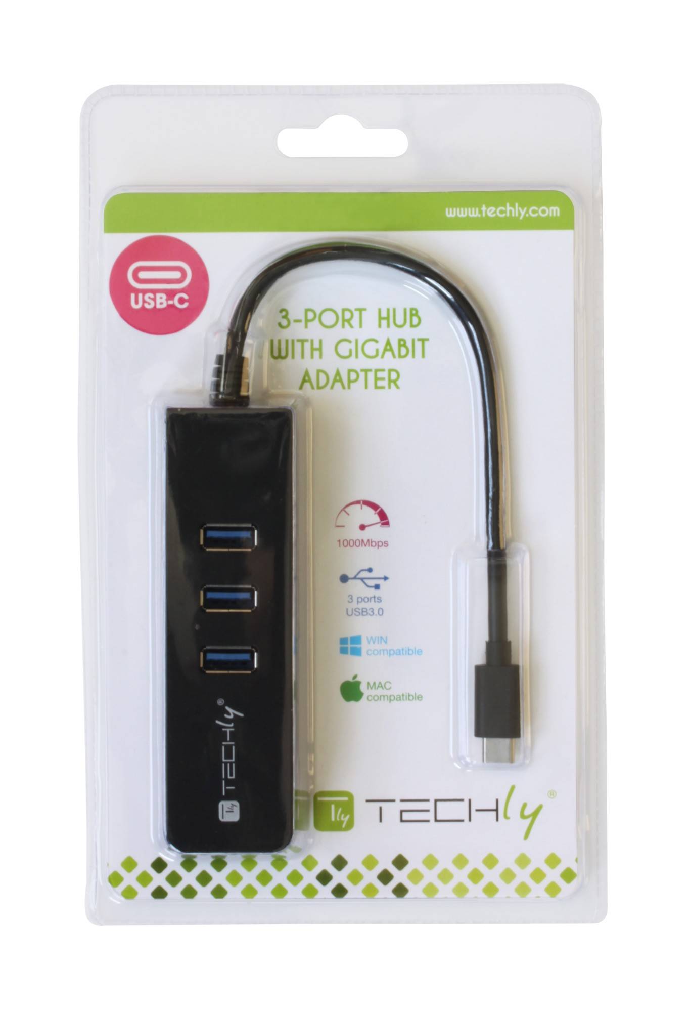 TECHly USB 3.2 Gen 1 (USB 3.0) Konverter [1x USB 3.2 Gen 1 Stecker A (USB 3.0) - 1x RJ45-Buchse] IDATA-USB-ETGIGA-3U2 14-5