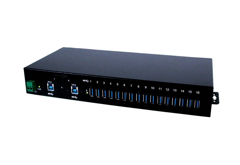 EXSYS EX-1116HMVS 16 Port USB 3.2 Gen1 HUB inkl. Din-Rail Kit Surge Protection-7