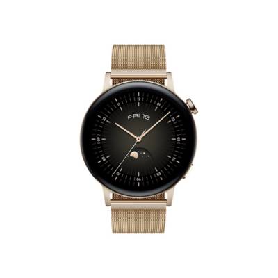 Huawei Watch GT 3 - Elegant Edition - 42 mm - Gold, Edelstahl - intelligente Uhr mit Milanese Riemen - Edelstahl - Gold