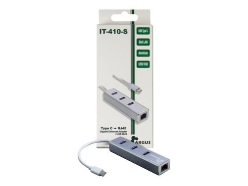 INTER-TECH - Argus IT-410-S - Hub - 3 x SuperSpeed USB 3.0 + 1 x 10/100/1000