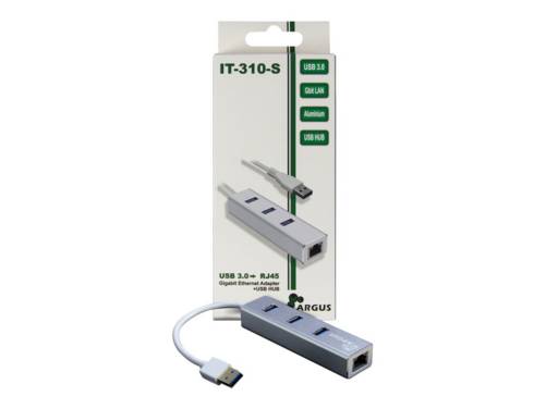 INTER-TECH - Argus IT-310-S - Hub - 3 x SuperSpeed USB 3.0 + 1 x 10/100/1000