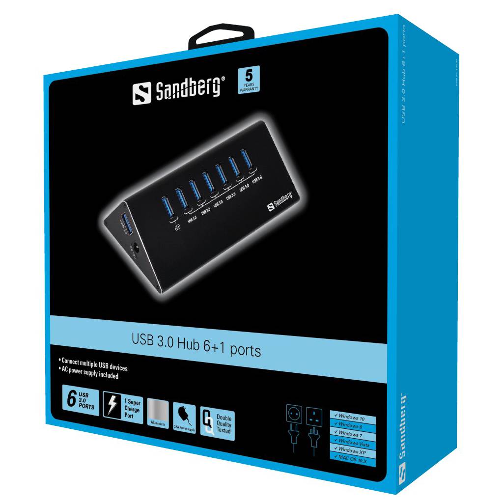 Sandberg USB 3.0 Hub 7 ports - Hub - 7 x SuperSpeed USB 3.0-5