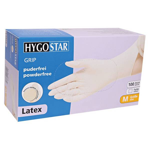 Hygostar Grip Latex-Einweghandschuh puderfrei unsteril (100 Stk.) Farbe: Weiß, Gr. 10 (XL)