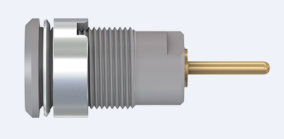Stäubli SLB4-R Sicherheits-Einbaubuchse 4 mm grau vergoldet mit Anschlusspin-2