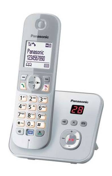 Panasonic KX-TG6823 Trio DECT, GAP Schnurloses Telefon analog Anrufbeantworter Silber, Grau-7