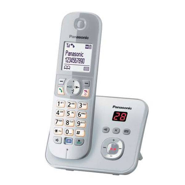 Panasonic KX-TG6823 Trio DECT, GAP Schnurloses Telefon analog Anrufbeantworter Silber, Grau-8