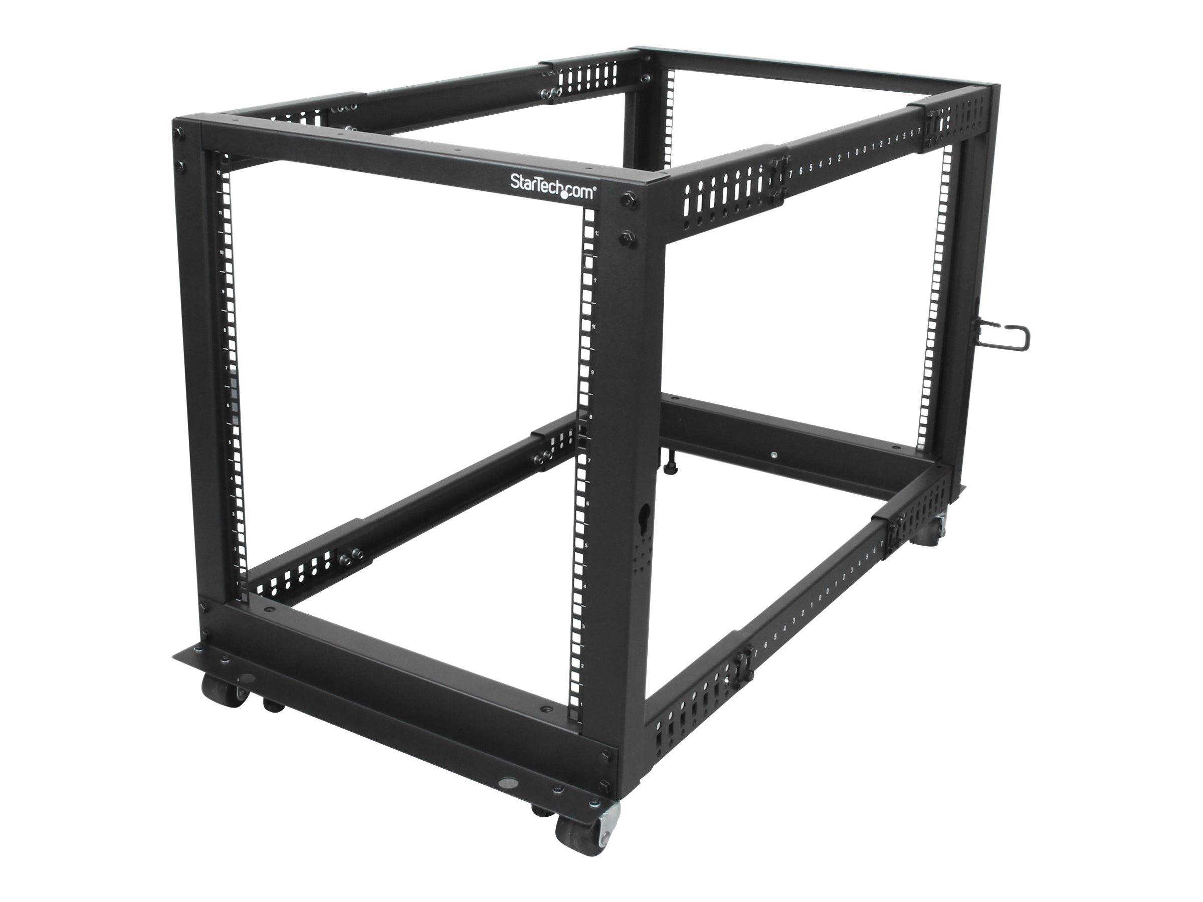 StarTech.com 12HE 4 Pfosten Open Frame Server Rack tiefenverstellbar mit Rollen / Nivellierfüße und Kabelverwaltung - De-0