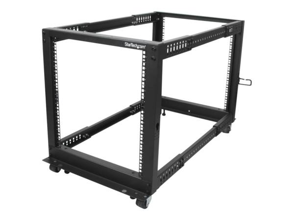 StarTech.com 12HE 4 Pfosten Open Frame Server Rack tiefenverstellbar mit Rollen / Nivellierfüße und Kabelverwaltung - De