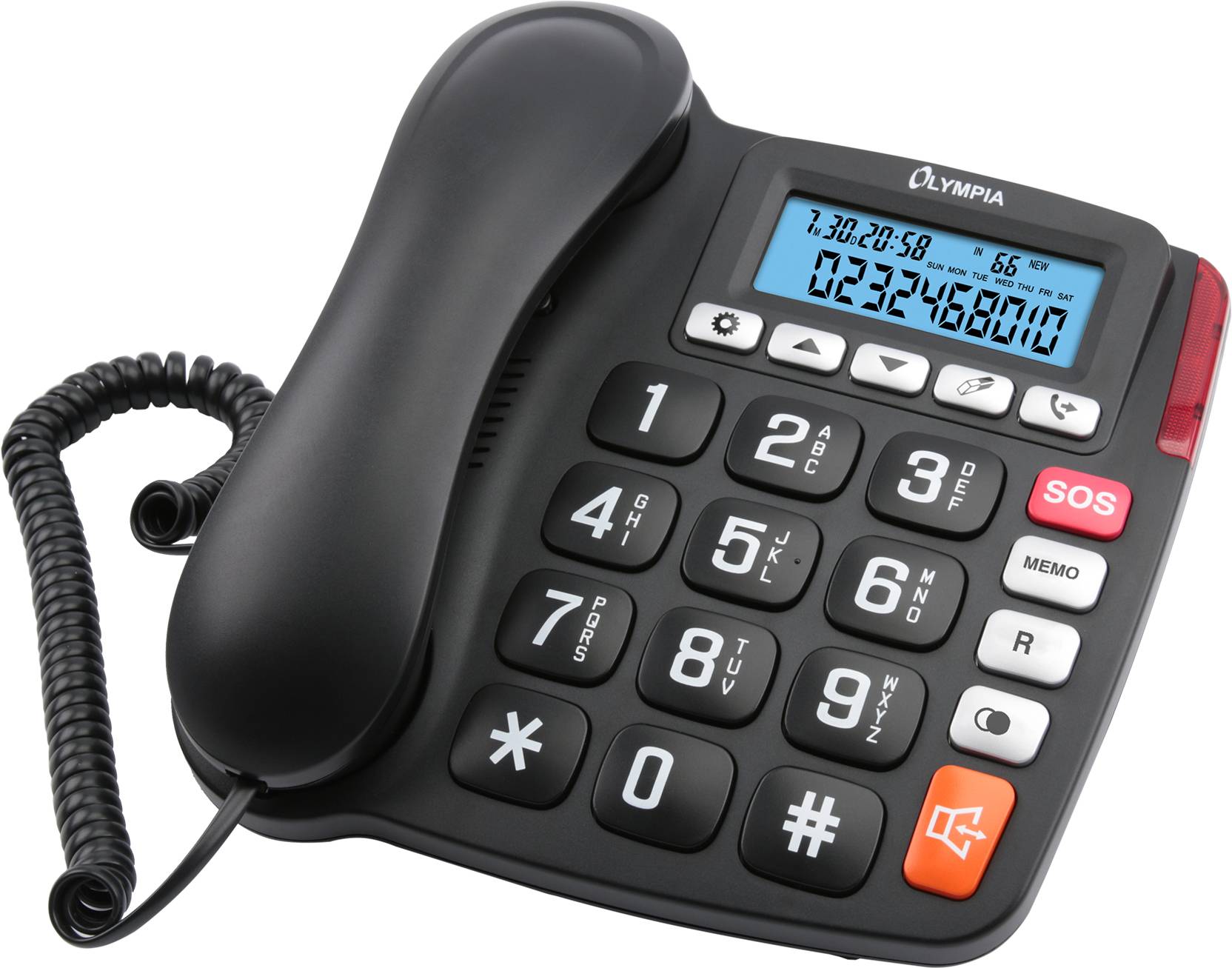 Olympia 4520, Analoges Telefon, Kabelgebundenes Mobilteil, Schwarz, Weiß-2