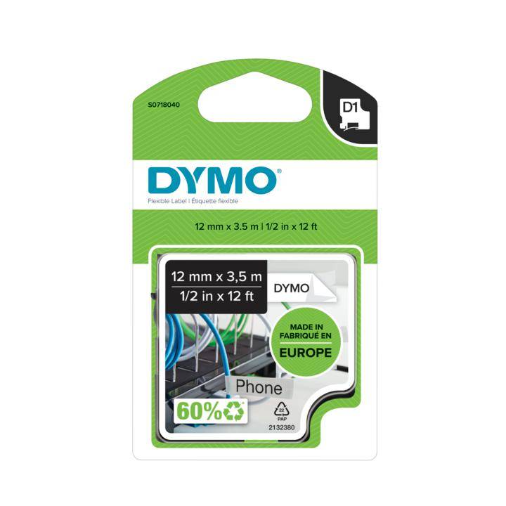 DYMO - Nylon - Schwarz auf Weiß - Roll (1.2 cm x 3.5 m) 1 Kassette(n) Flexitape-8