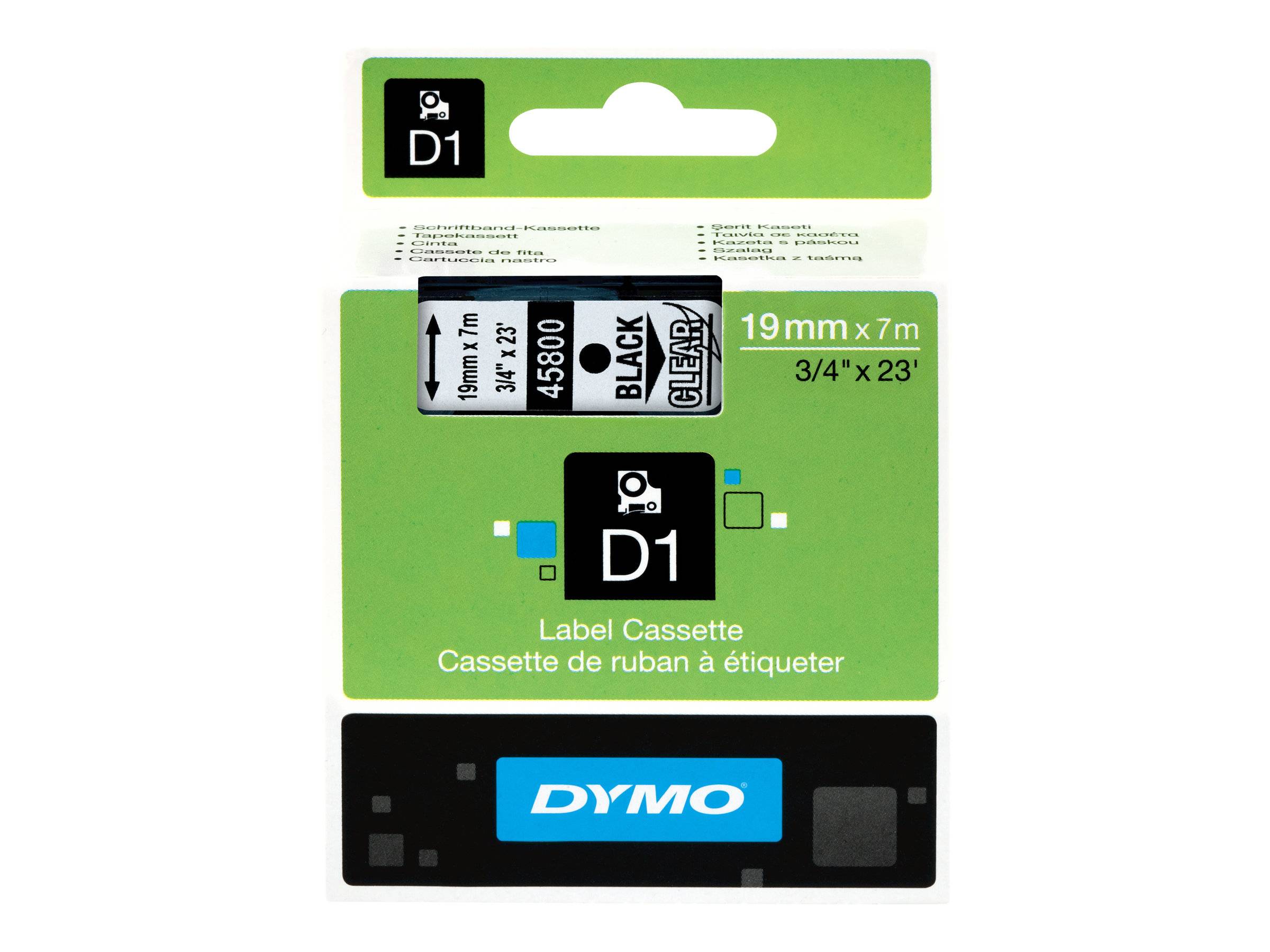 DYMO D1 - Selbstklebend - Schwarz auf Transparent - Rolle (1,9 cm x 7 m)-0