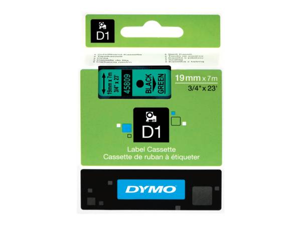 DYMO D1 - Entfernbarer Klebstoff - Schwarz auf Grün - Rolle (1,9 cm x 7 m)