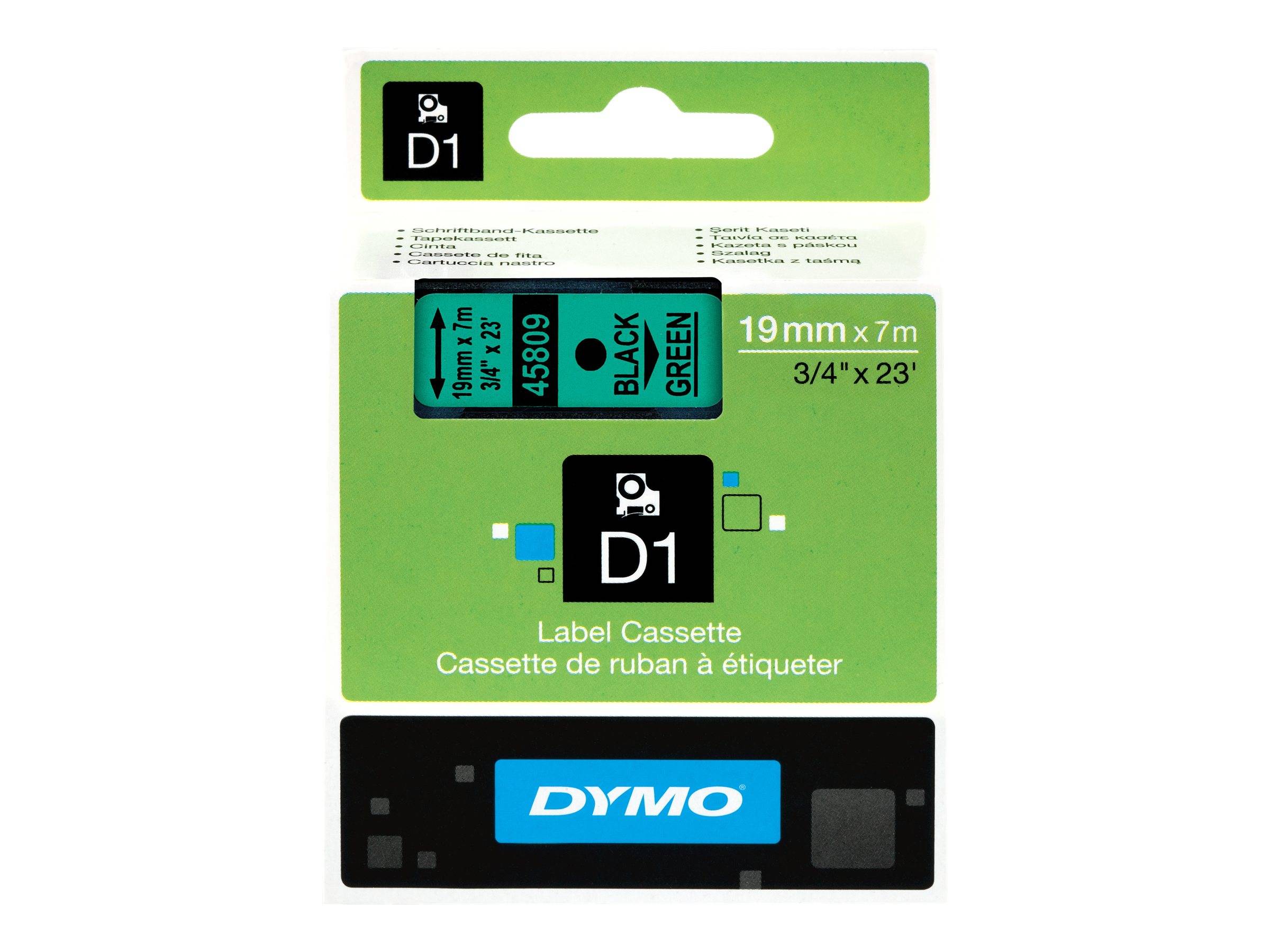DYMO D1 - Entfernbarer Klebstoff - Schwarz auf Grün - Rolle (1,9 cm x 7 m)-0