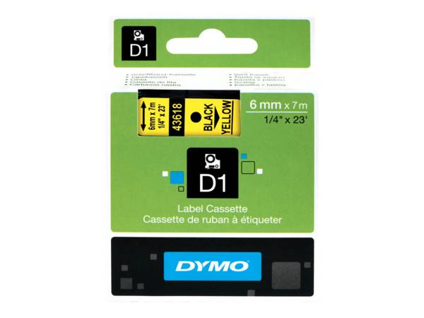 DYMO D1 - Selbstklebend - Schwarz auf Gelb - Rolle (0,6 cm x 7 m)
