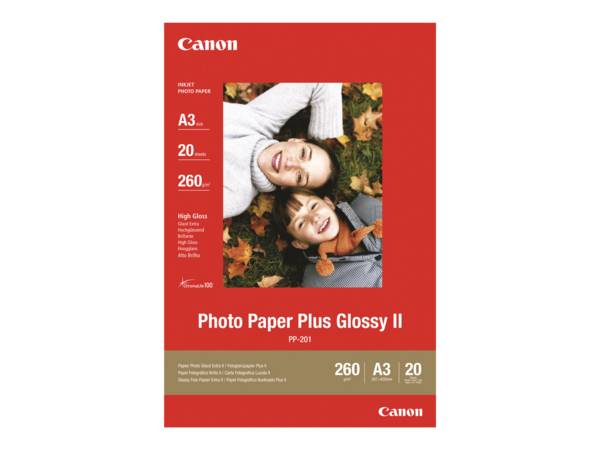 Canon Photo Paper Plus Glossy II PP-201 - Glänzend - A3 (297 x 420 mm) - 20 Blat
