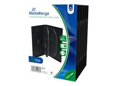 MediaRange DVD Case - Medien-Aufbewahrungsbox - Kapazität: 5 DVD - Schwarz (Packung mit 5)-0