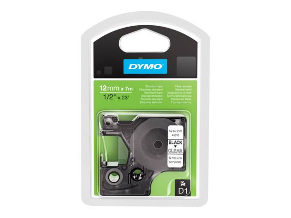 DYMO D1 - Selbstklebend - Schwarz auf Transparent - Rolle (1,2 cm x 7 m)
