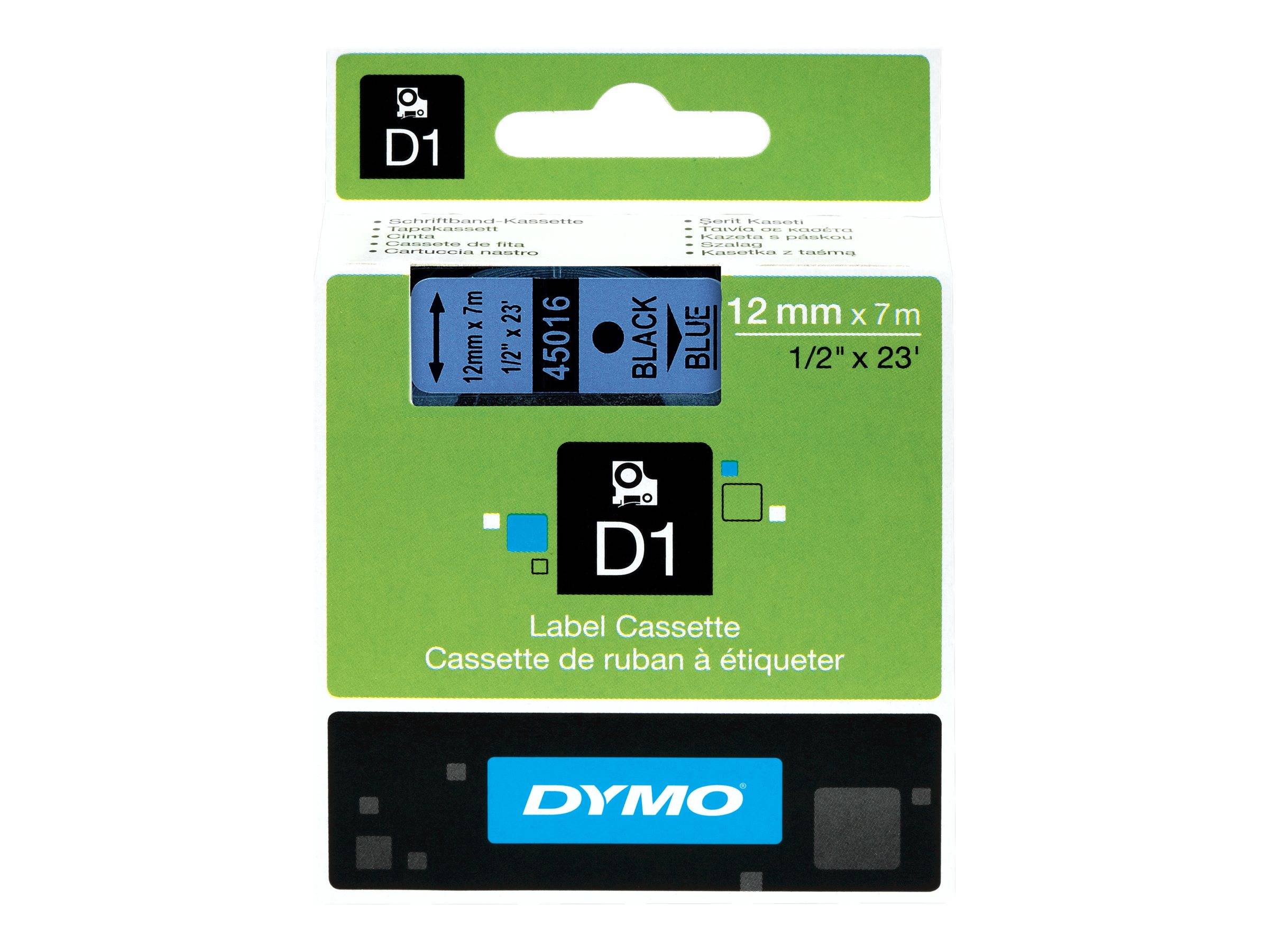 DYMO D1 - Selbstklebend - Schwarz auf Blau - Rolle (1,2 cm x 7 m)-3
