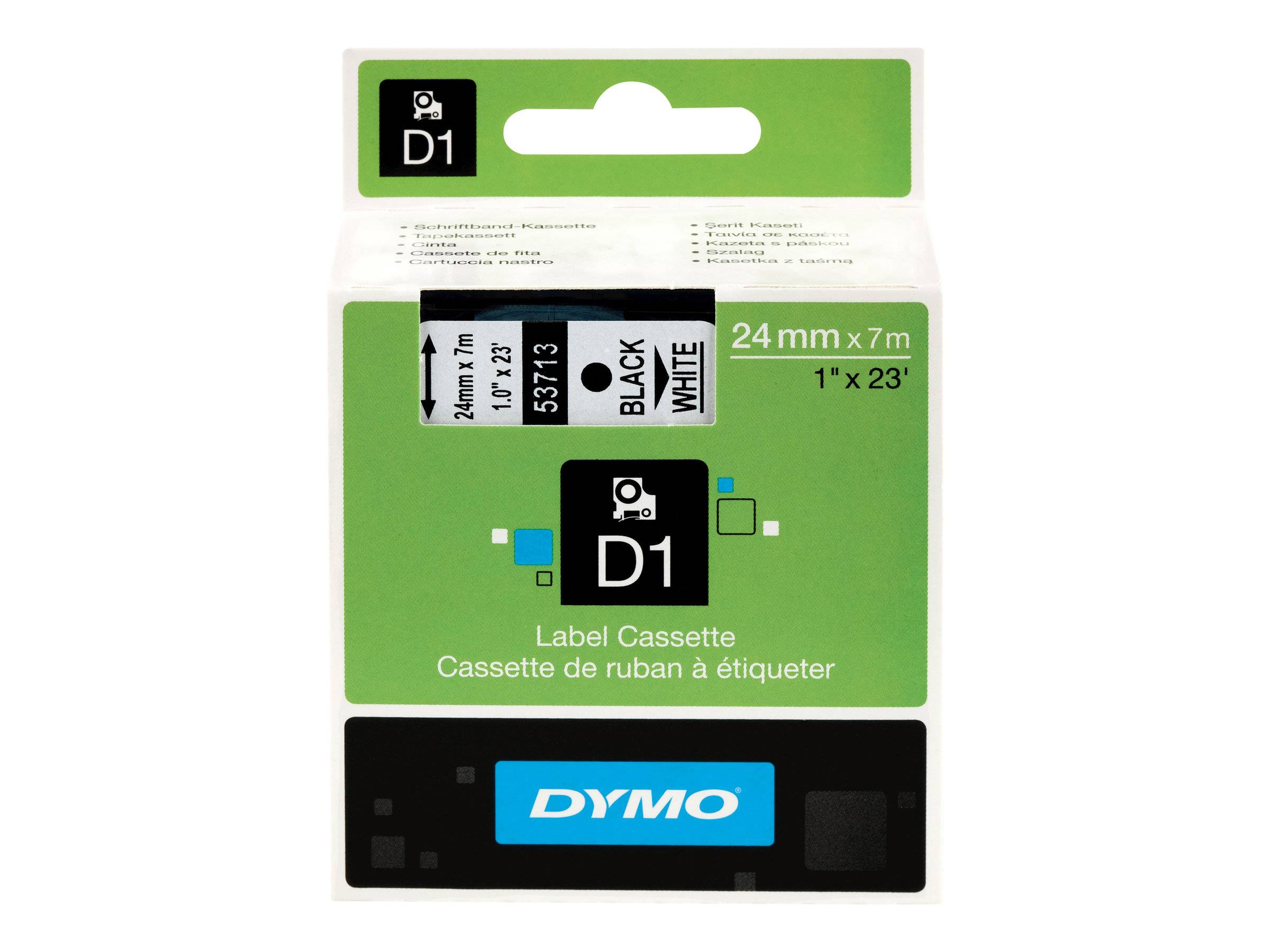 DYMO D1 - Glänzend - Schwarz auf Weiß - Rolle (2,4 cm x 7 m)-0