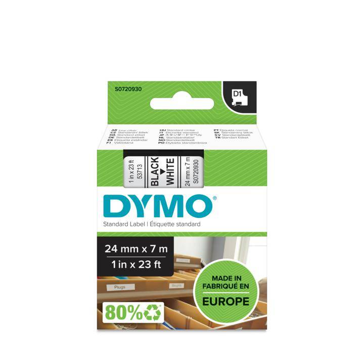 DYMO D1 - Glänzend - Schwarz auf Weiß - Rolle (2,4 cm x 7 m)-8