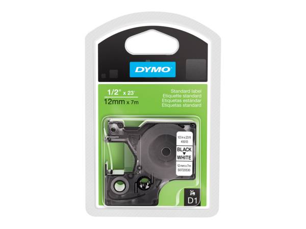 DYMO D1 - Selbstklebend - Schwarz auf Weiß - Rolle (1,2 cm x 7 m)
