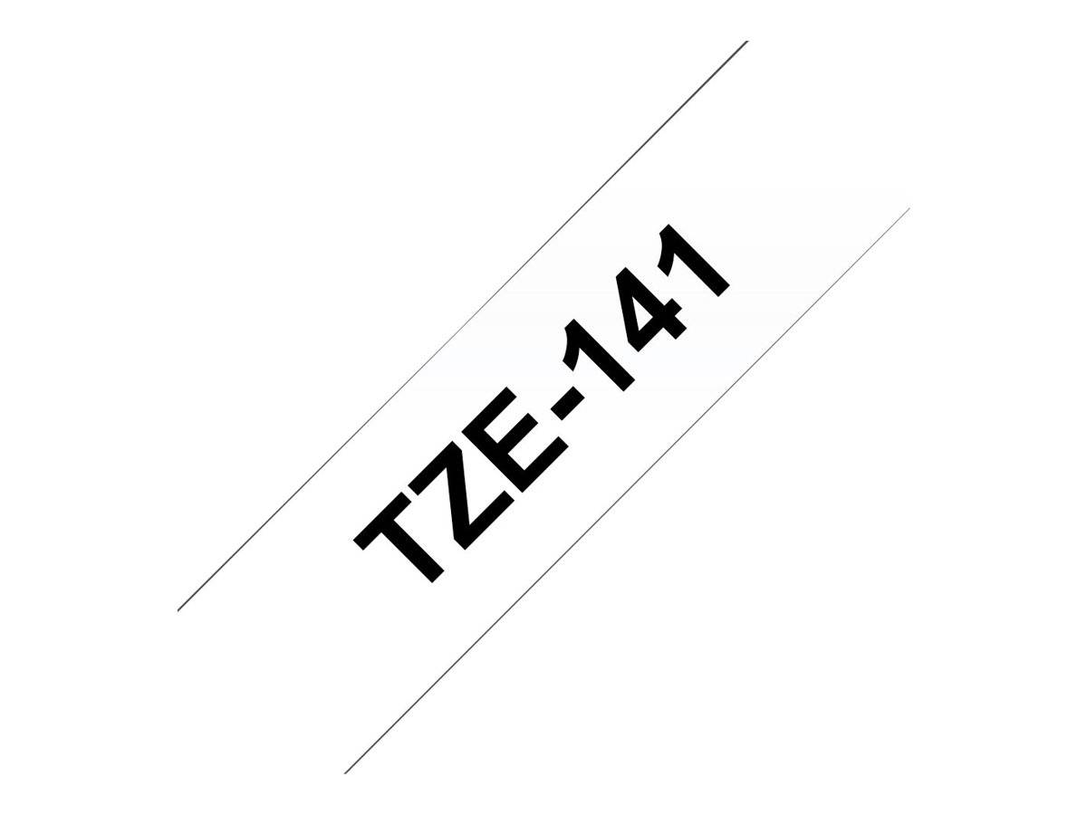 Brother TZe-141 - Standard-Klebstoff - schwarz auf durchsichtig - Rolle (1,8 cm x 8 m)-5
