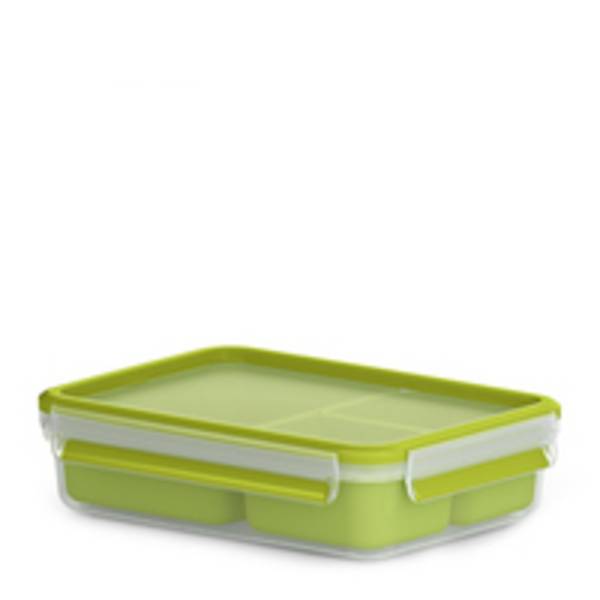 EMSA 518100 CLIP & GO Snackbox 1,2 L mit 3 Einsätzen, Box, Rechteckig, 1,2 l, Transparent, Deutschland, 163 mm