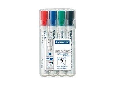 STAEDTLER Lumocolor - Marker - für Glas, Whiteboard, Porzellan - Schwarz, Rot, Blau, Grün - 2-5 mm (Packung mit 4)-0