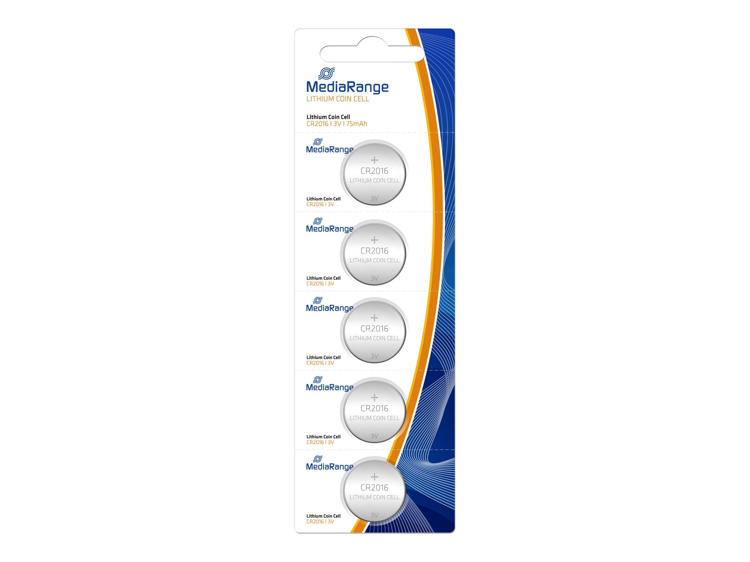 MediaRange - Batterie 5 x CR2016 - Li - 75 mAh-0