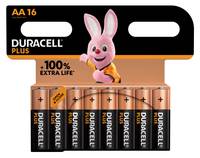 Duracell Batterie Alkaline, Mignon, AA, LR06, 1.5V Plus, Extra Life, Retail Blister (16-Pack)-0