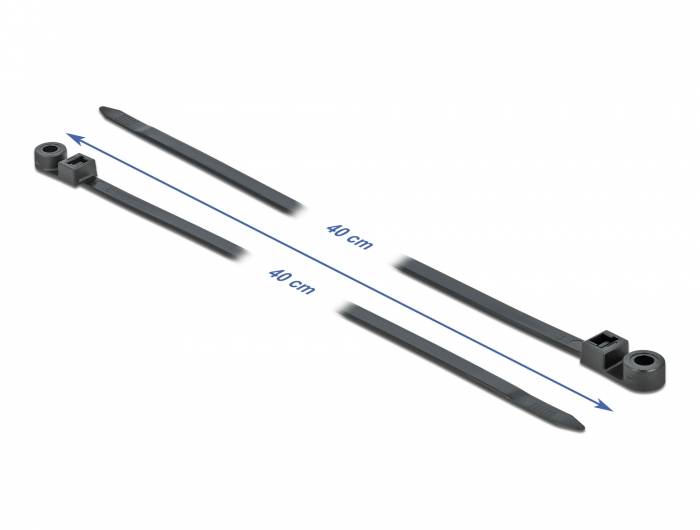 Delock Cable Tie with Fastening Eyelet - Kabelbinder - 40 cm - Schwarz (Packung-8