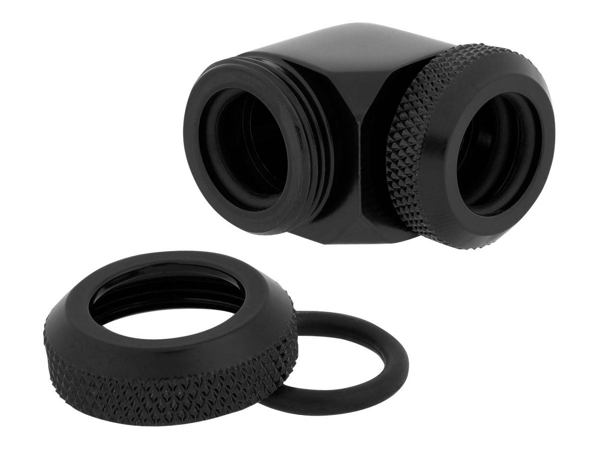 CORSAIR Hydro X Series XF Hardline 90° 12mm OD - Gewinkeltes Montageteil für Flüssigkeitskühlsystem - Schwarz (Packung m-3