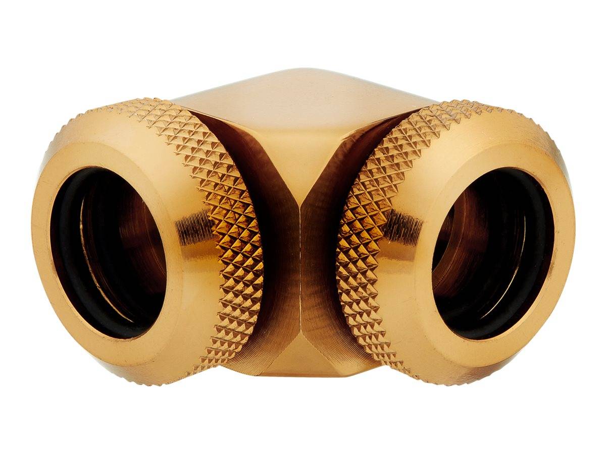 CORSAIR Hydro X Series XF Hardline 90° 12mm OD - Gewinkeltes Montageteil für Flüssigkeitskühlsystem - Gold (Packung mit-0