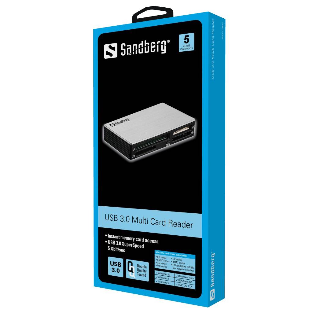 Sandberg USB 3.0 Multi Card Reader - Kartenleser (MS, MMC, SD, xD, CF, TransFlash, microSD, SDHC, MS Micro)-5