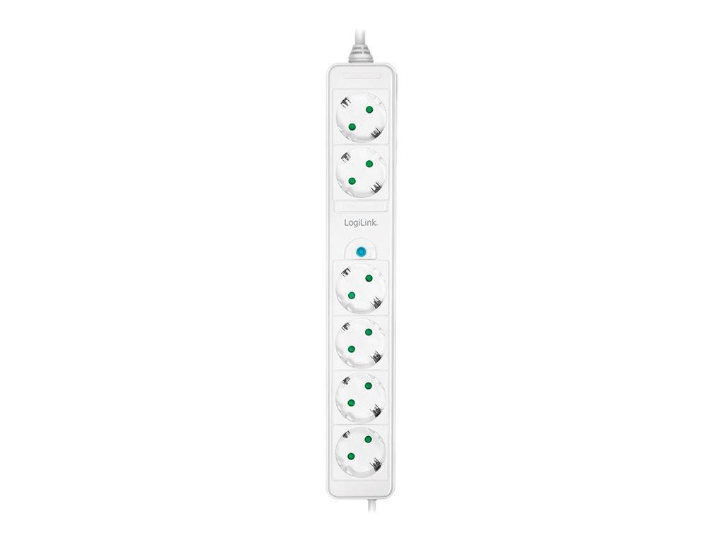 LogiLink - Steckdosenleiste - Wechselstrom 230 V - 3500 Watt - Ausgangsanschlüsse: 6 (6 x Leistungs-CEE 7/3)-3